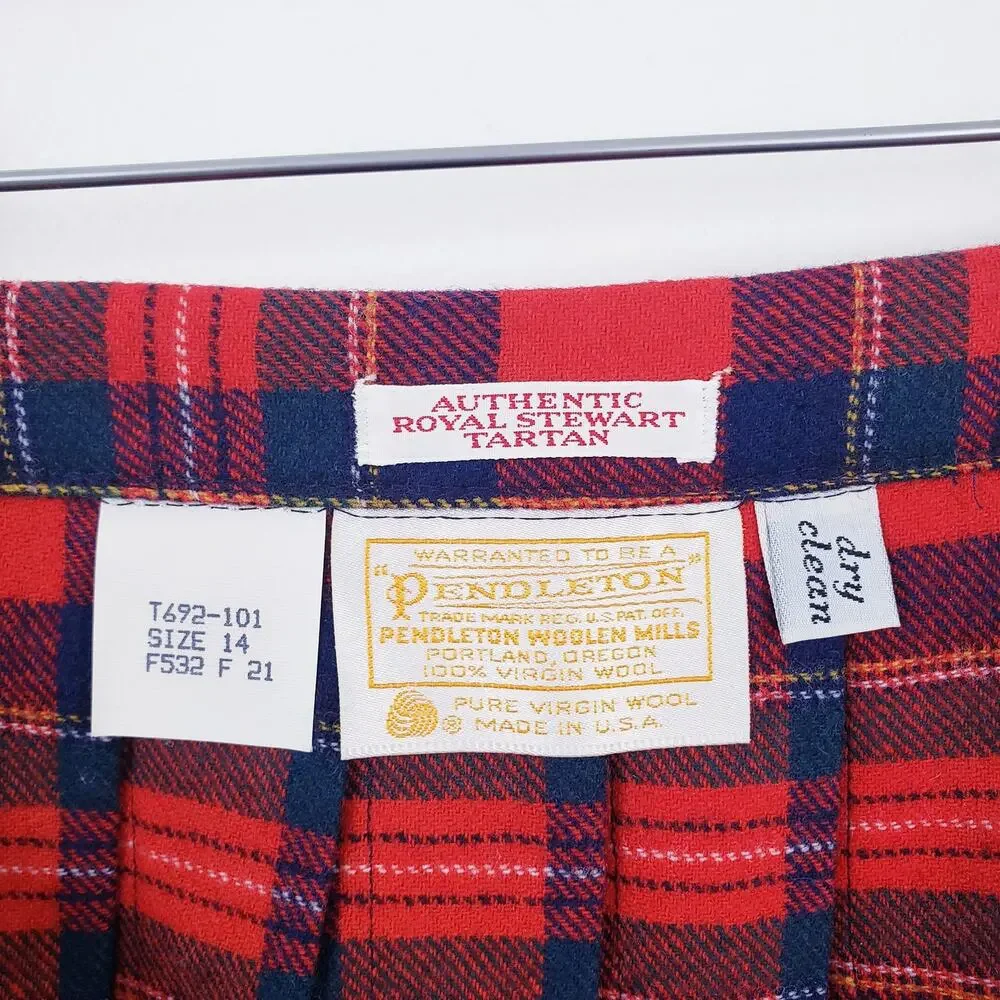 Vtg. Pendleton Authentic Royal Stewart Tartan Plaid Skirt 100% Wool U.S.A. NWT
